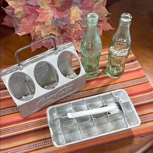 Coca Cola Vintage Bottle Carrier Set with Ice Tray